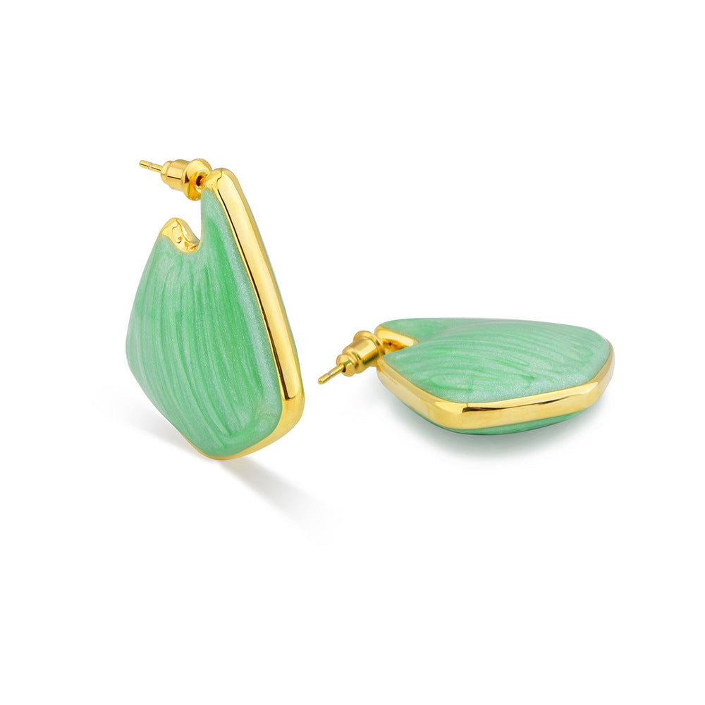 Hollow Enamel Irregular High-key Dignified High-grade Earrings