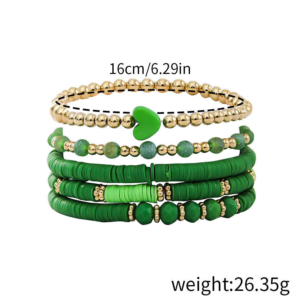 Fashion Simple Love Polymer Clay Elastic Bracelet