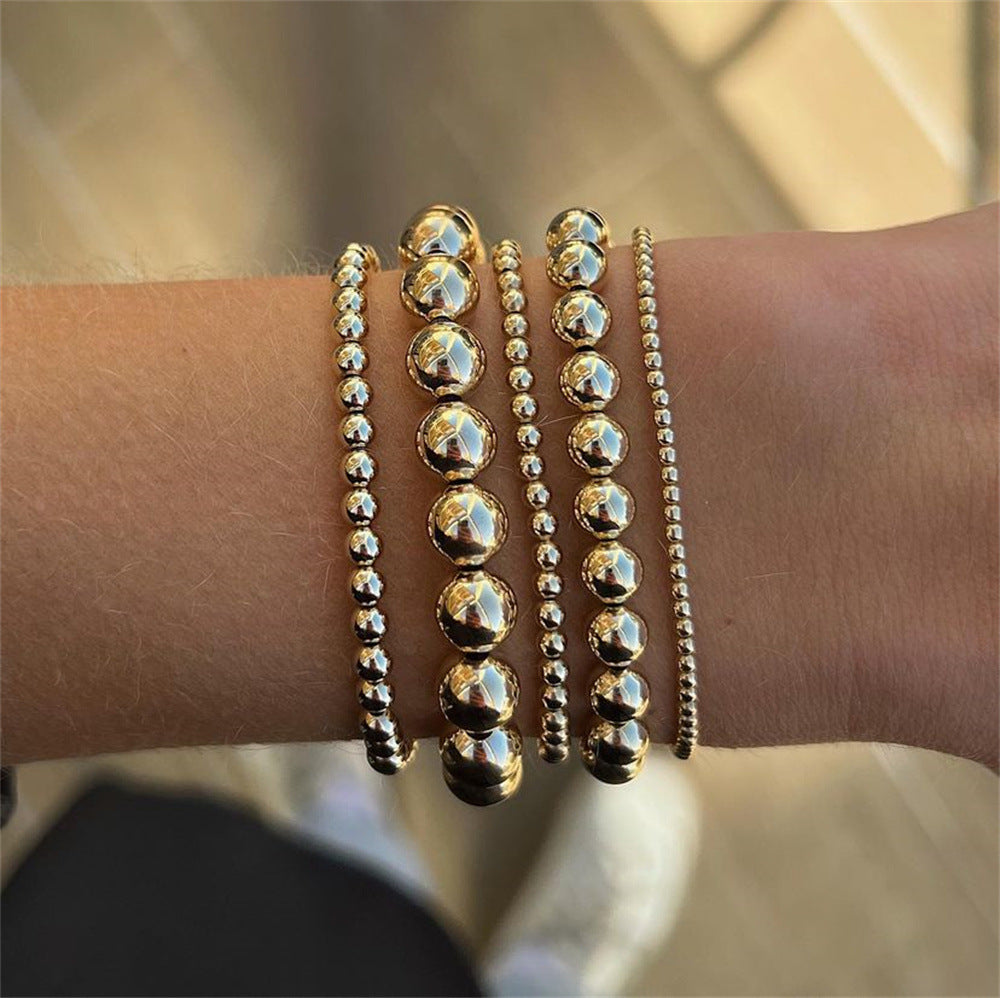 Women's Fashion Copper Plated Gold Beads Handmade Bracelets