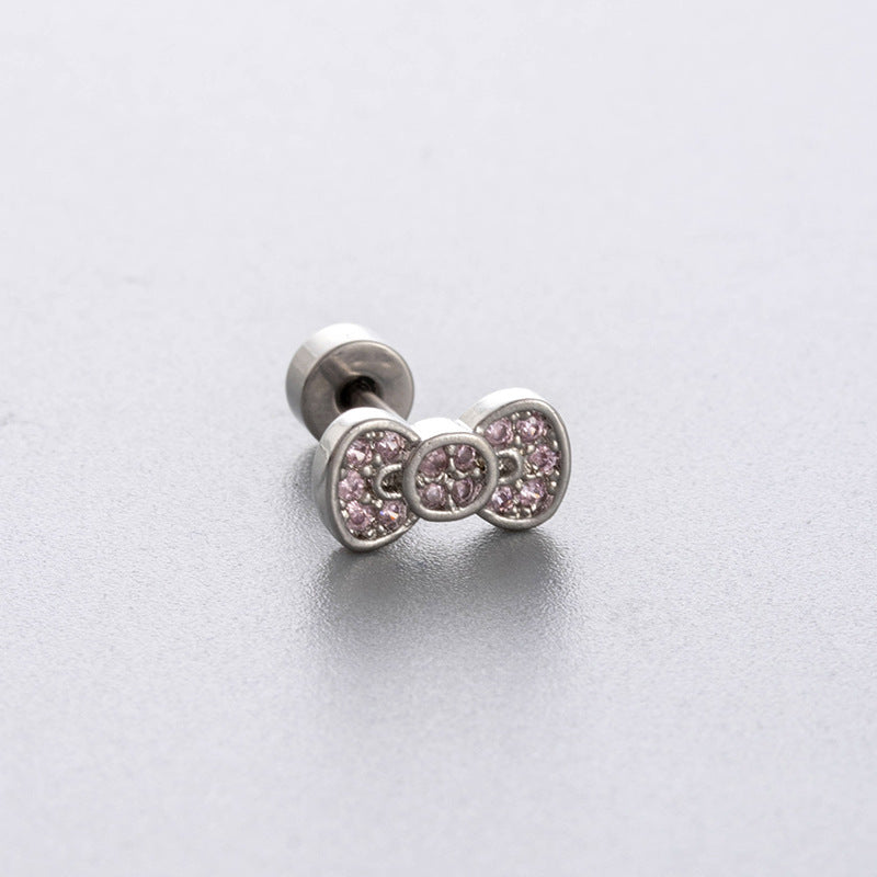 Henson Zircon Butterfly Ear Bone Bow Screw Earrings