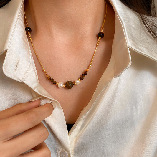 Women's Vintage Natural Tiger Eye Affordable Luxury Necklaces
