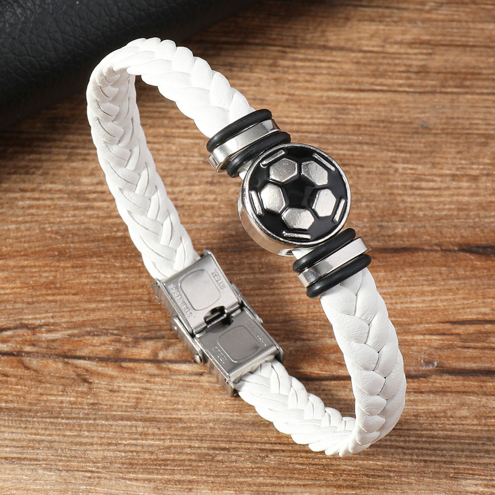 Men's Snap Joint Alloy Football Leather Team Bracelets