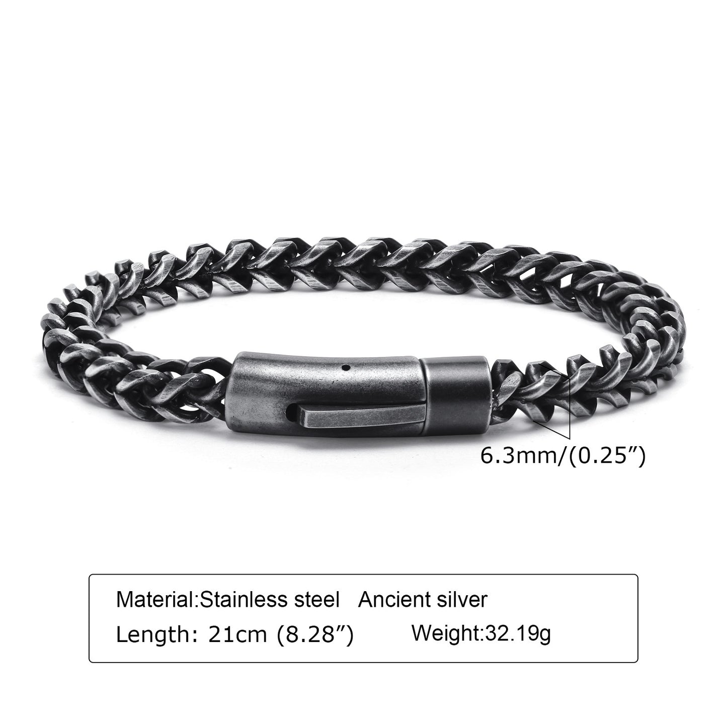 Men's Vintage Gray Keel Chain Thick Fashion Accessories Bracelets