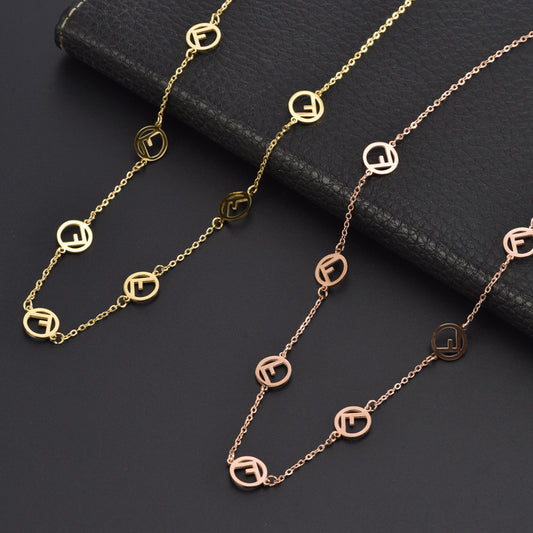Classic Multiple F Letter Female Titanium Necklaces