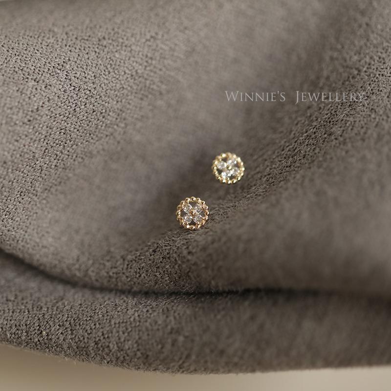 Sterling Sier Gold-plated Beanie Edge Zircon Inlaid Cross Earrings