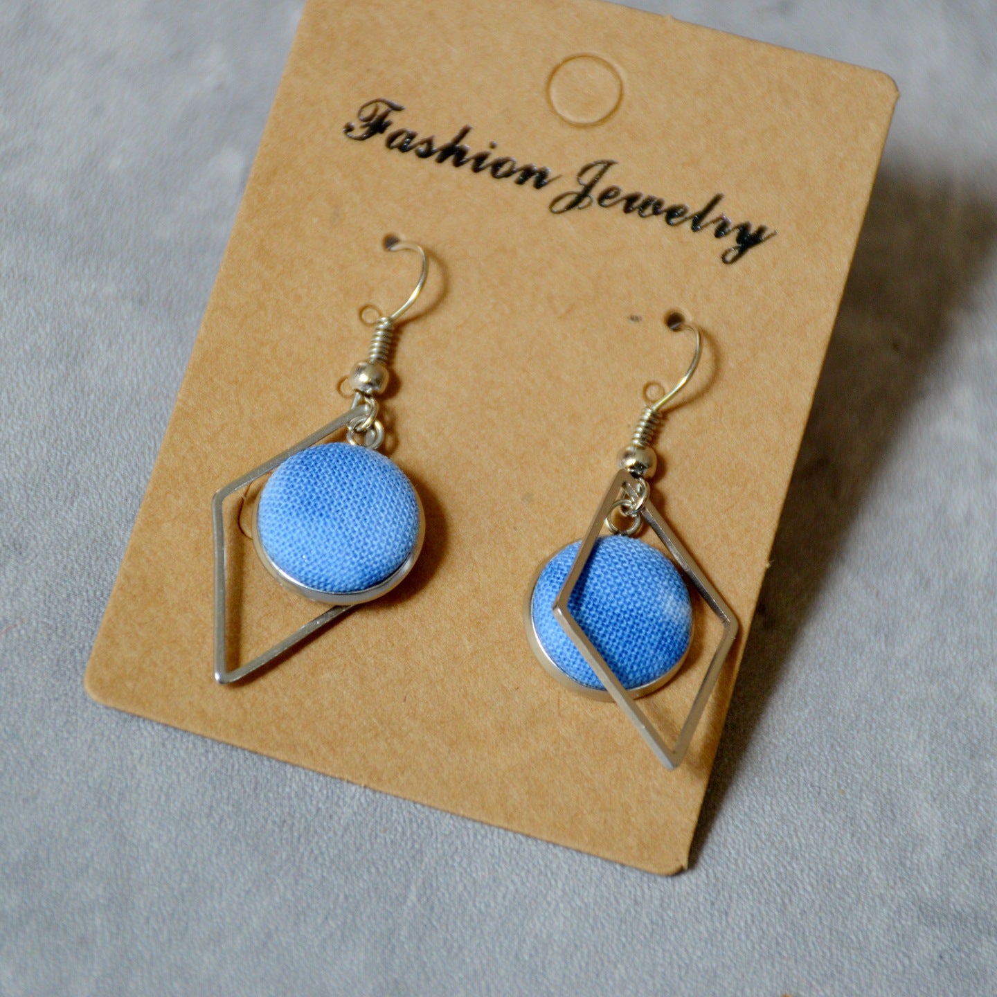 Blue Dyed Fabric Ethnic Style Handmade Simple Inlaid Earrings