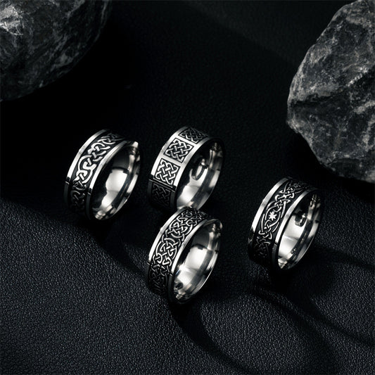 Men's Trade Viking Pattern Retro Domineering Titanium Rings