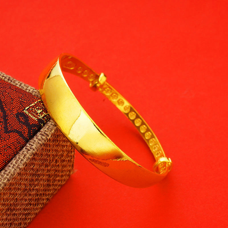 Women's Push-pull Vietnam Placer Gold Fu Character Dragon Phoenix Bracelet
