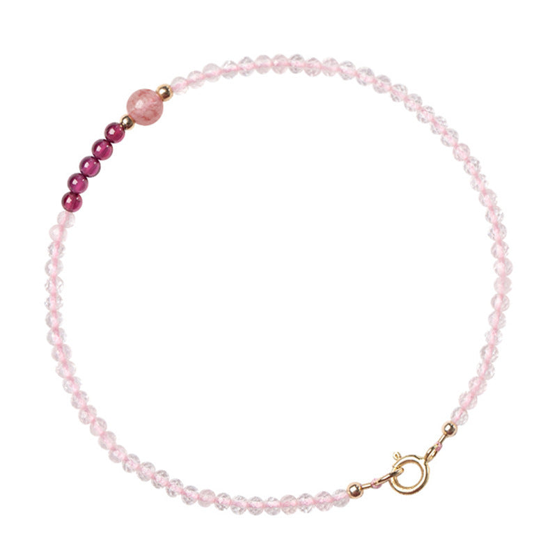 Women's Strawberry Quartz Pink Crystal Twin Design Bracelets