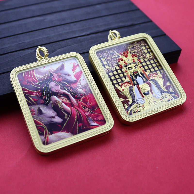 Three-dimensional Five-master Hand Painted Golden Outline Black Gold Pendants