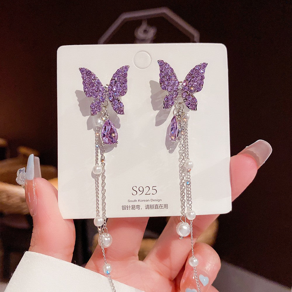 Women's Vintage Tassel Diamond High-grade Ear Minority Earrings