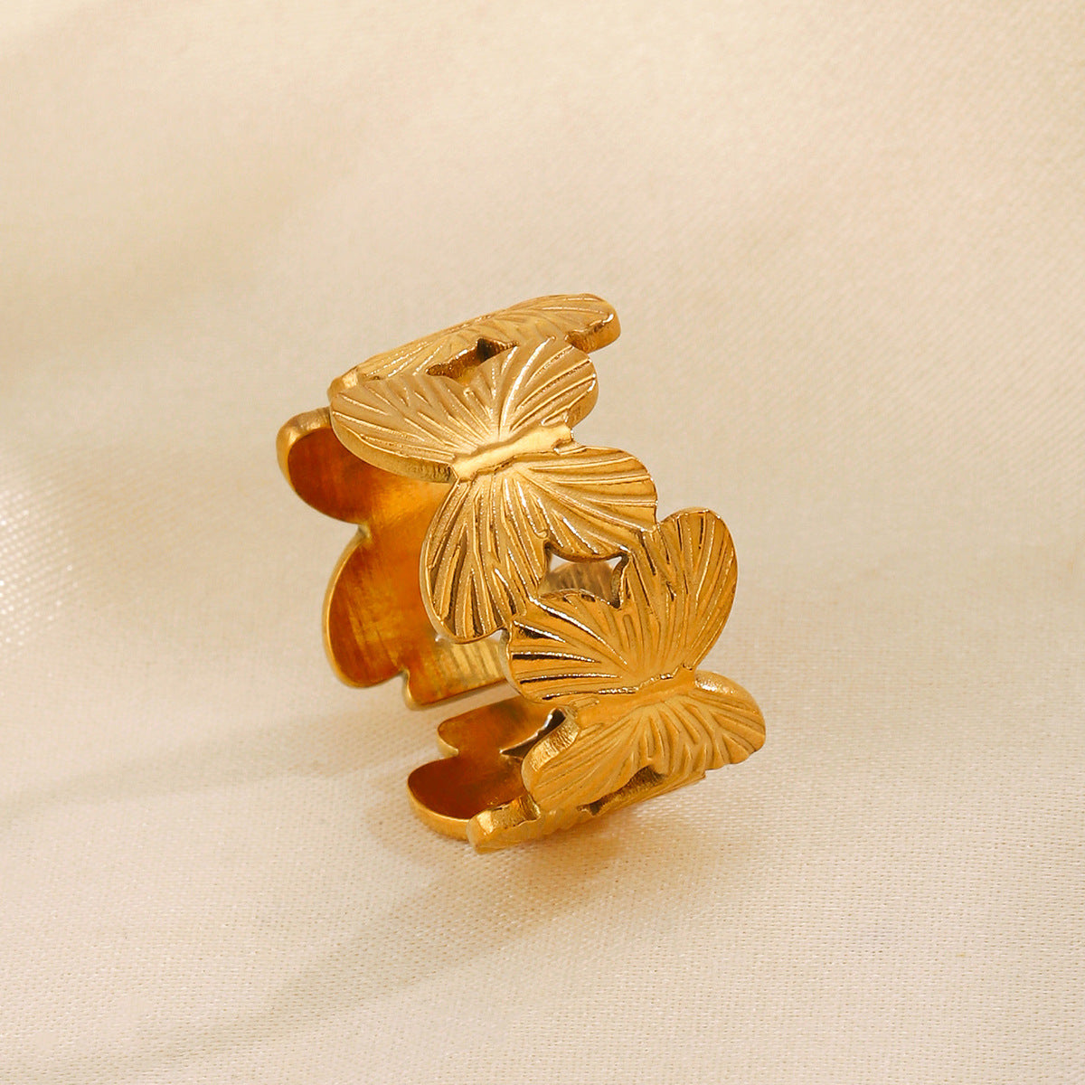 Women's Fashion Style Butterfly Opening French Retro Rings