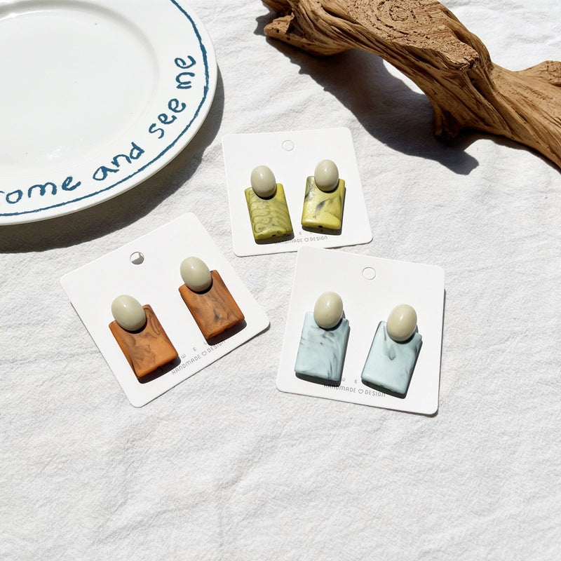 Marble Pattern Resin Acrylic Fashion Style Simple Earrings