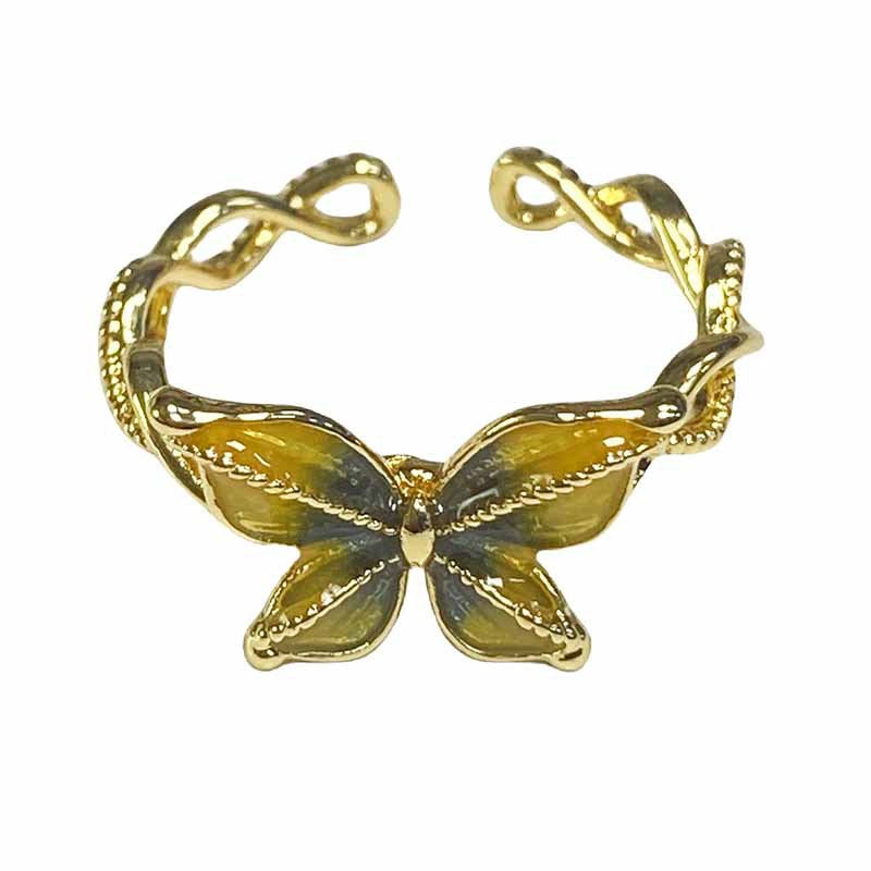 Cool Niche Colorful Twist Butterfly Opening Fashion Temperament Rings