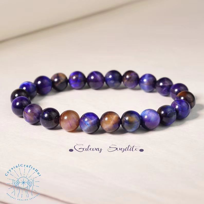 Amethyst Tiger Eye Elastic Rose Stone Agate Bracelets