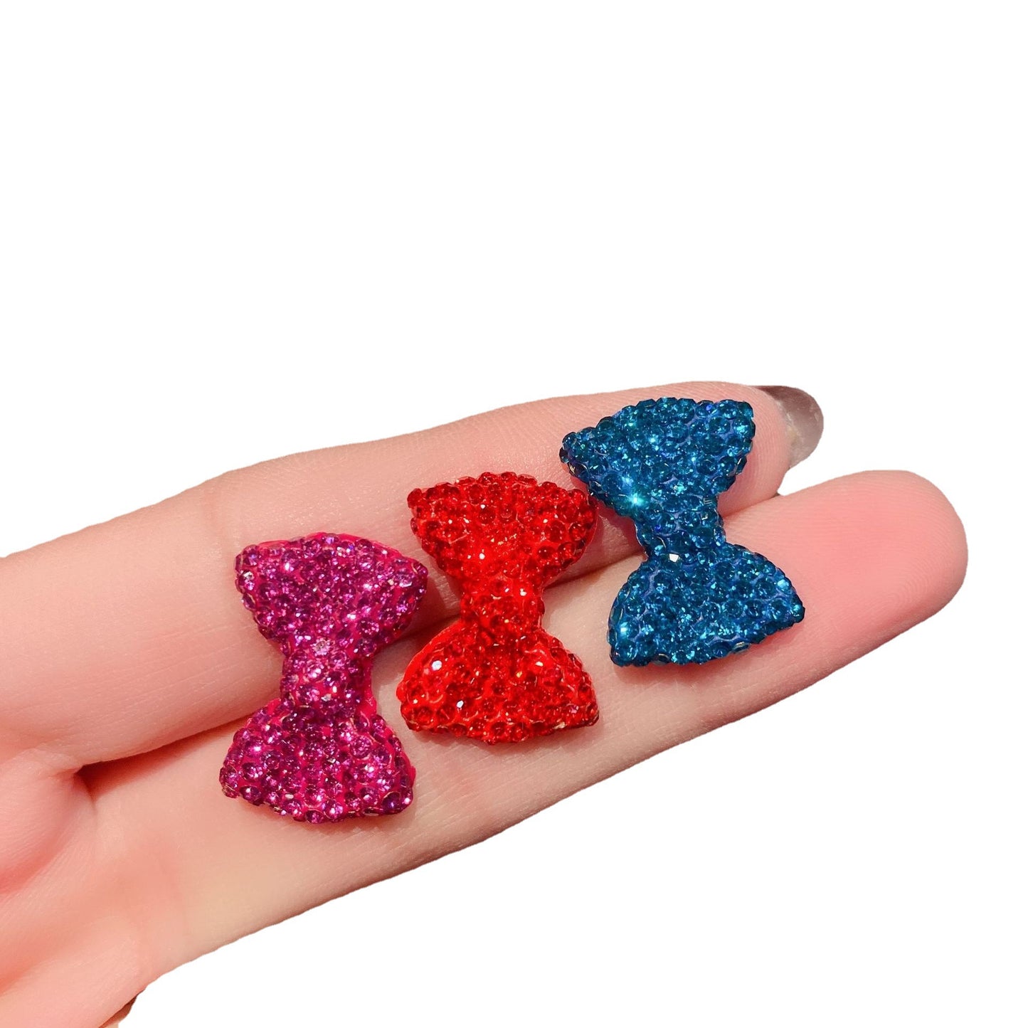 Style Graceful Bow Bear Ear Full Diamond Cute Heart Earrings