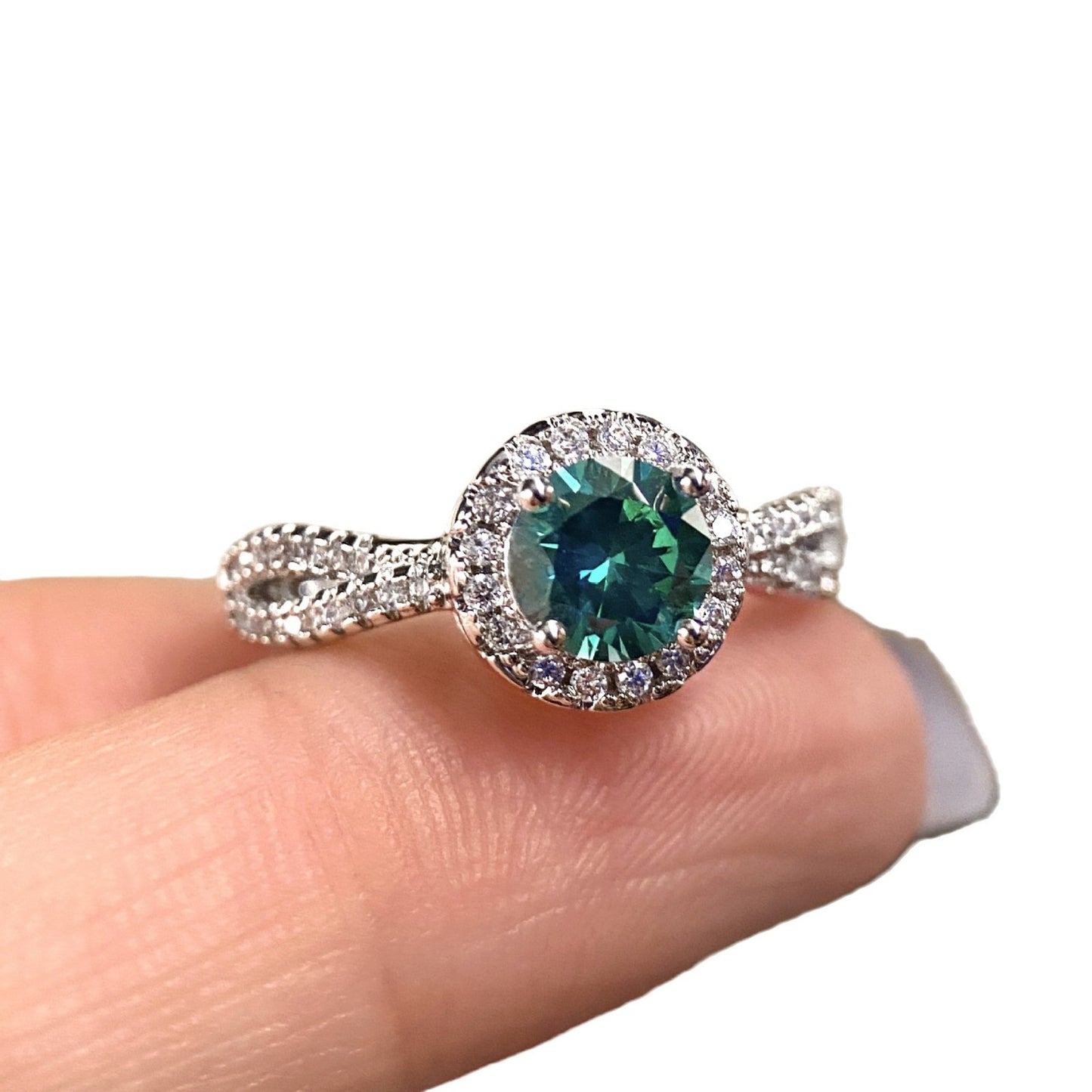 Blue Green Moissanite Light Luxury Star Rings