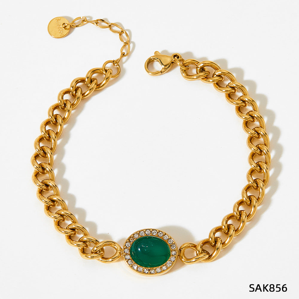 Shadow Full Diamond Geometric Ellipse Agate Bracelets