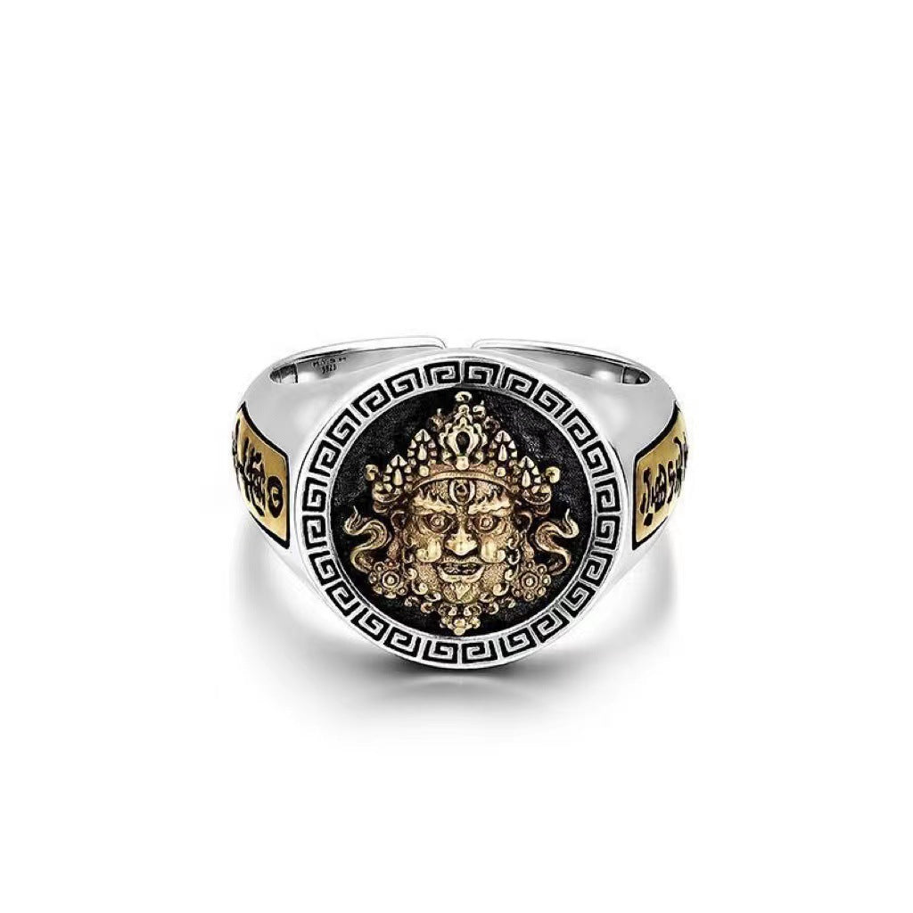 Men's God Of Wealth National Fashion Ethnic Style Design Artistic Rings