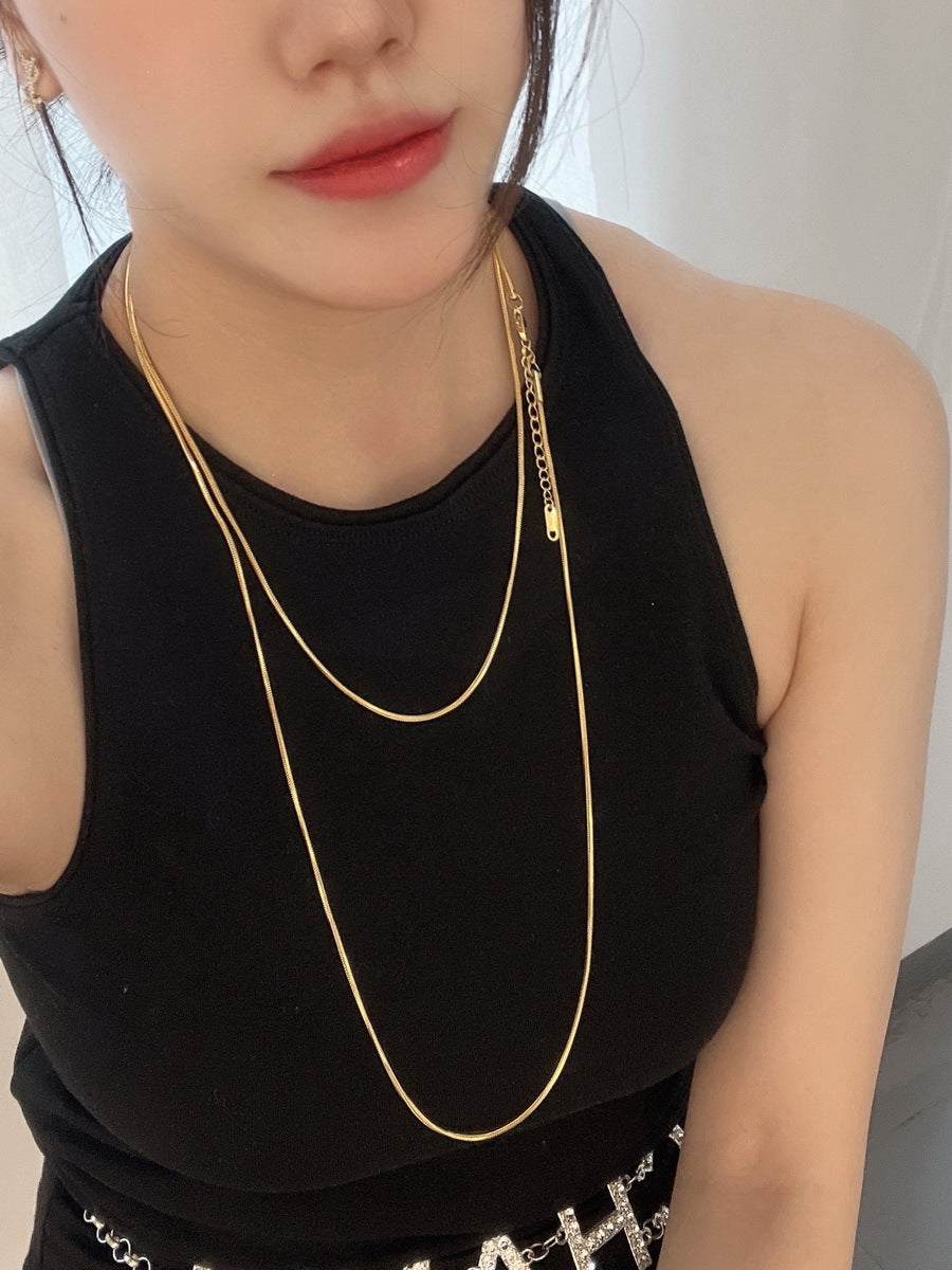 Women's Gold-plated Square Snake Bone Light Luxury Plain Necklaces