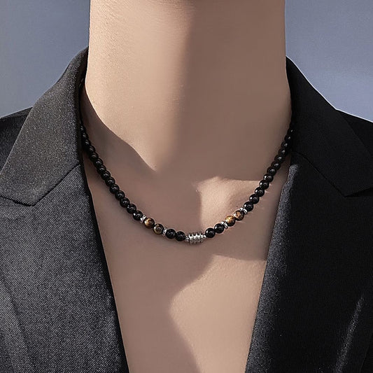 High-grade Man's Stainless Steel Natural Tigereye Necklaces
