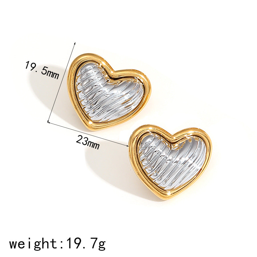 Heart-shaped Stainless Steel Fashionable High-grade Elegant Earrings