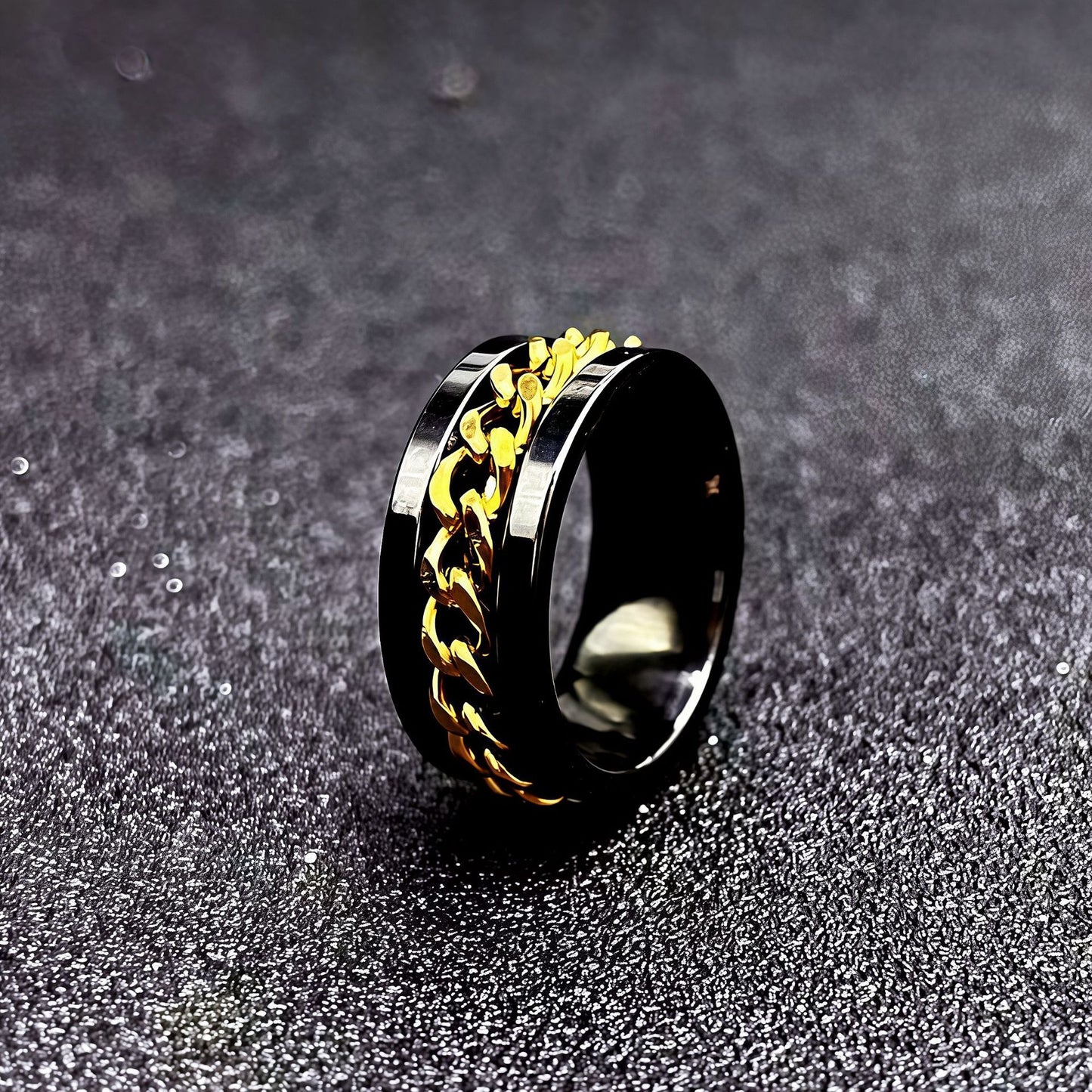 Men's Beer Adjustable Decompression Rotatable Chain Titanium Ring