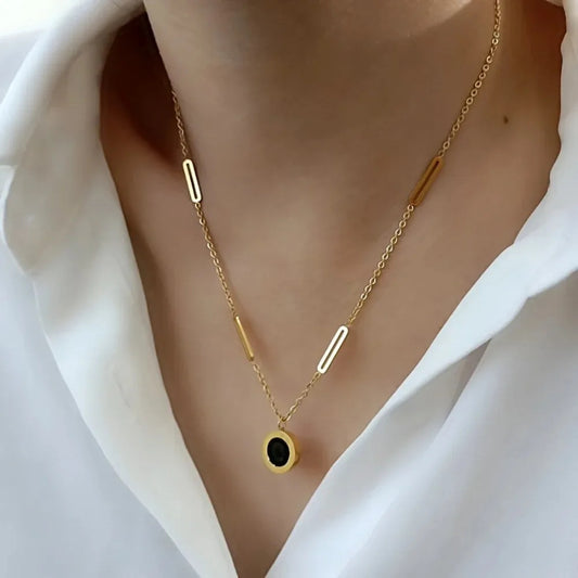 Roman Digital Double-sided Design Female Titanium Necklaces