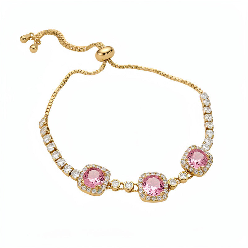 Pink Heart Diamond Flower Light Luxury Minority High Sense Fashion Bracelet