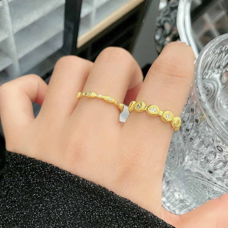 Women's Italian Medieval Brushed Simple Temperament Couple Special Ring