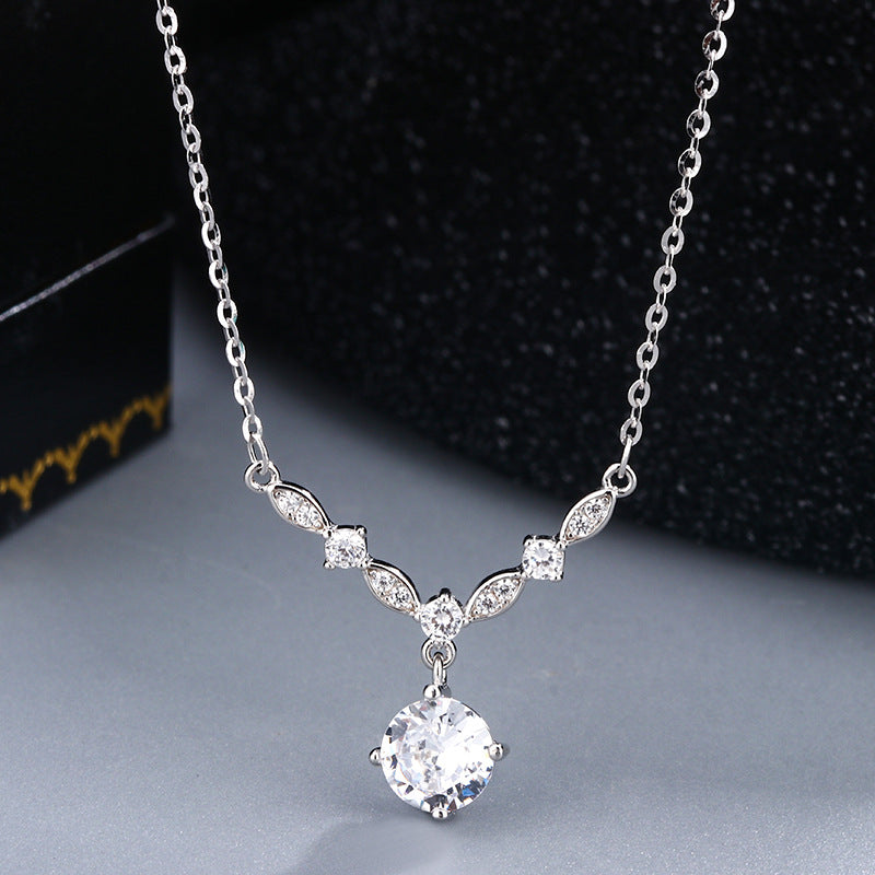 Sier Bright Zircon Set Affordable Luxury Fashion Niche Necklaces