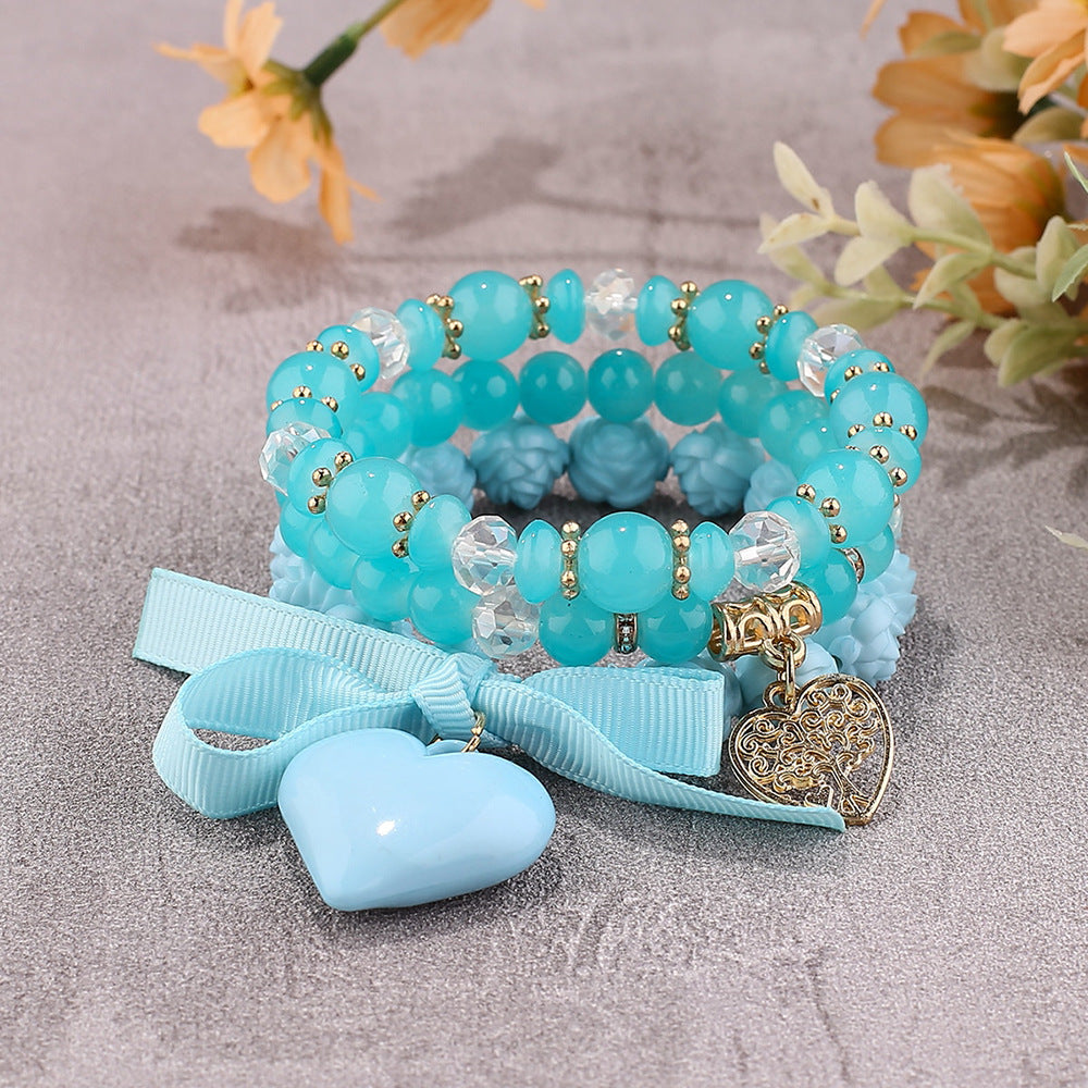 Women's Bohemian Love Heart Bow Tie Sweet Rose Bracelets