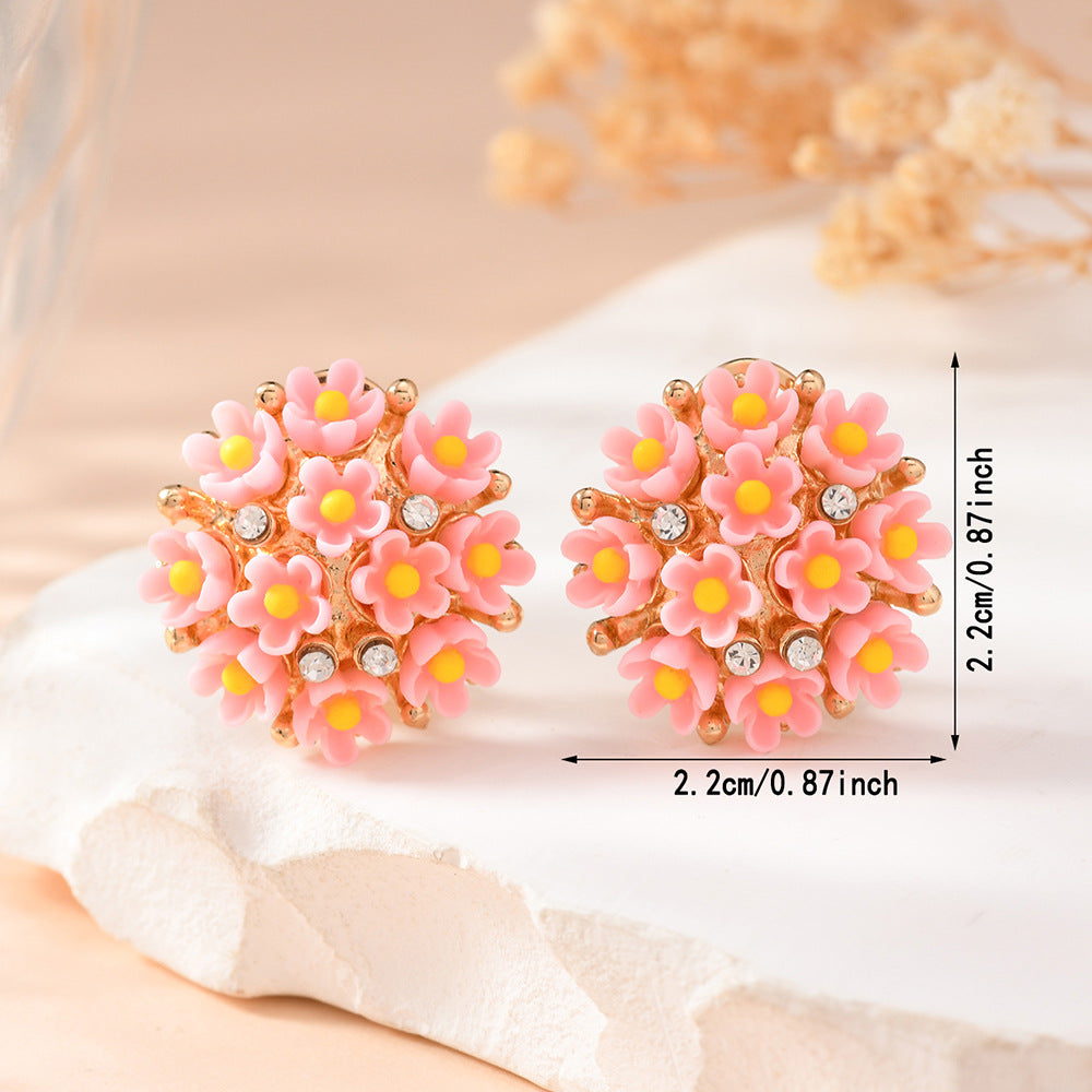 Ceramic Flower Small Commodity Rose Ear Stud Earrings