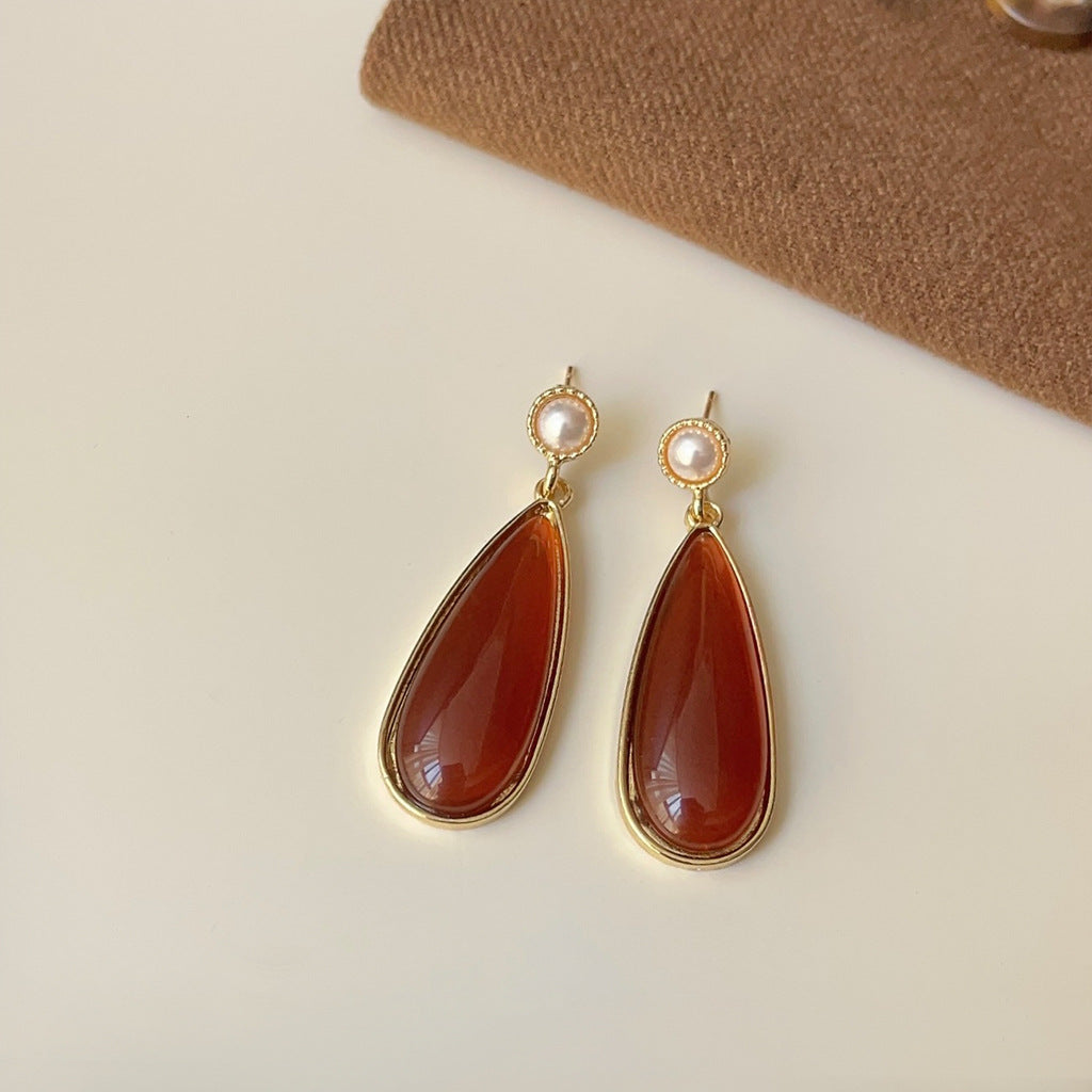 Style Brown French Retro Minority Design Earrings