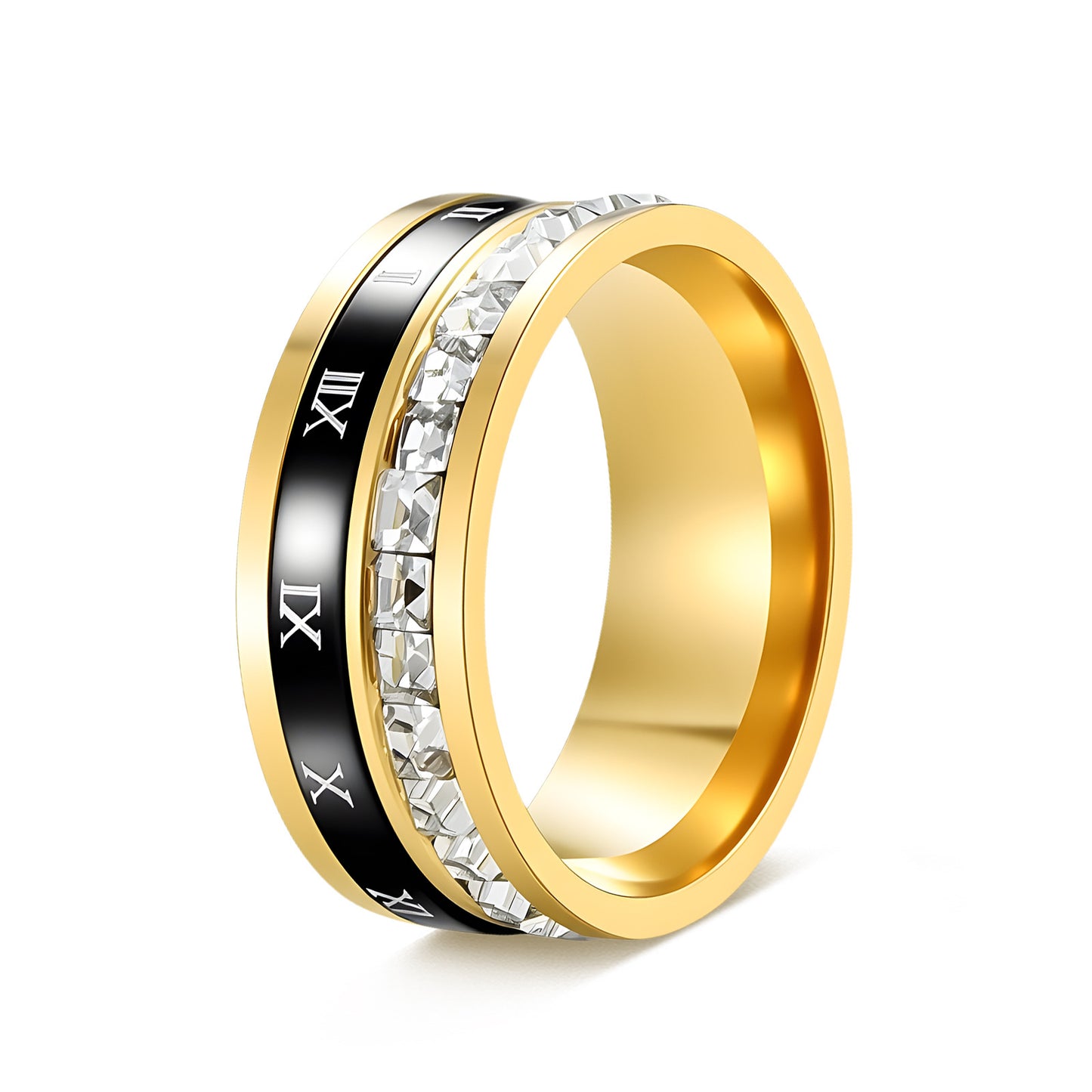 Titanium Steel Diamond Roman Digital Decompression Rotatable Trendy Rings