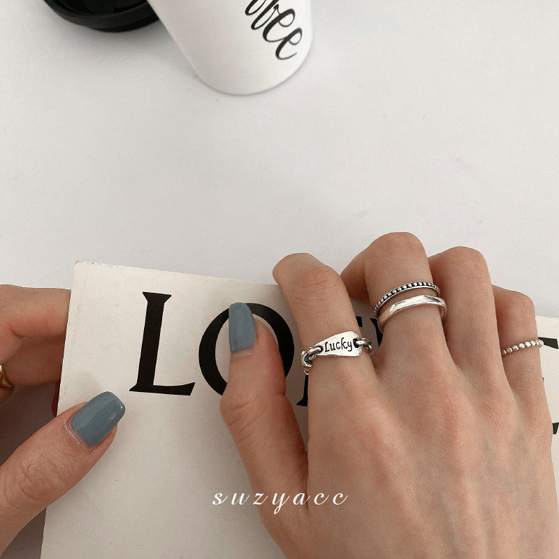 Women's Trendy Simple Cold Style Double Layer Rings