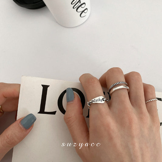 Women's Trendy Simple Cold Style Double Layer Rings