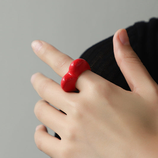 Peach Drop Oil Color Three-dimensional Enamel Rings