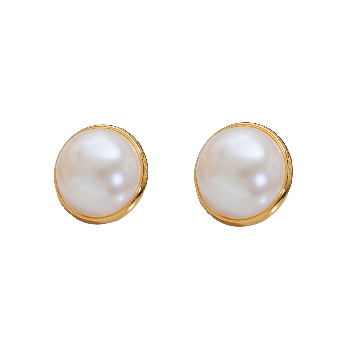 French Style Temperament Simple Hemisphere Pearl Sier Earrings