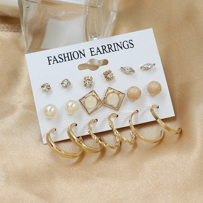 Women's Metal Geometry Shaped Ear French Set Earrings