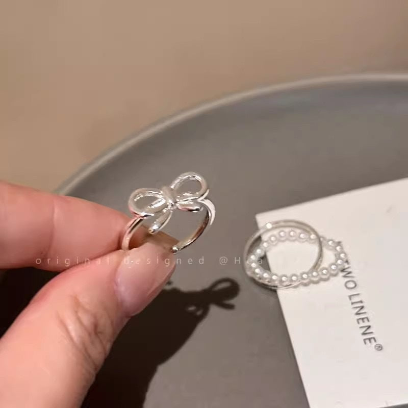 Bow Cross Female Light Luxury High-grade Rings