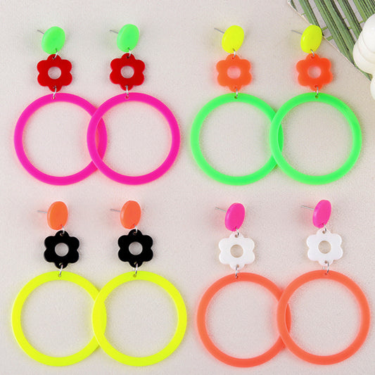 Women's Simple Geometric Round Acrylic Contrast Color Exaggerated Earrings