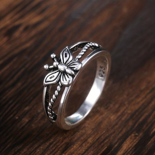 Women's Thai Sier Butterfly Plated Light Luxury Rings