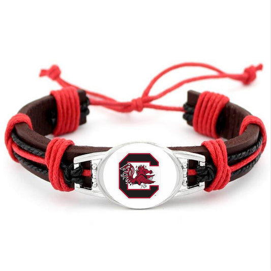 College Team Cowhide Woven Georgian Bulldog Bracelets