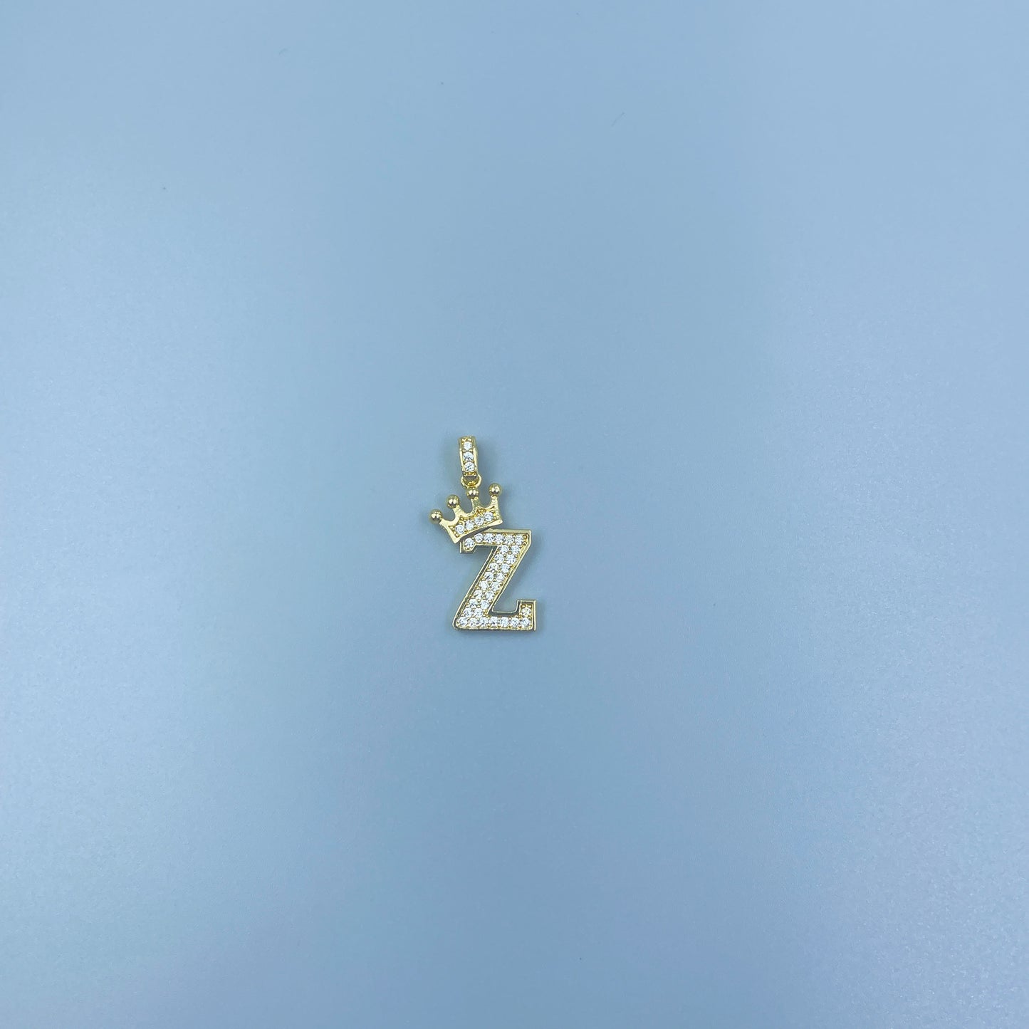 Full Diamond Crown Letters Copper Plated Real Gold Inlaid Zircon Pendant