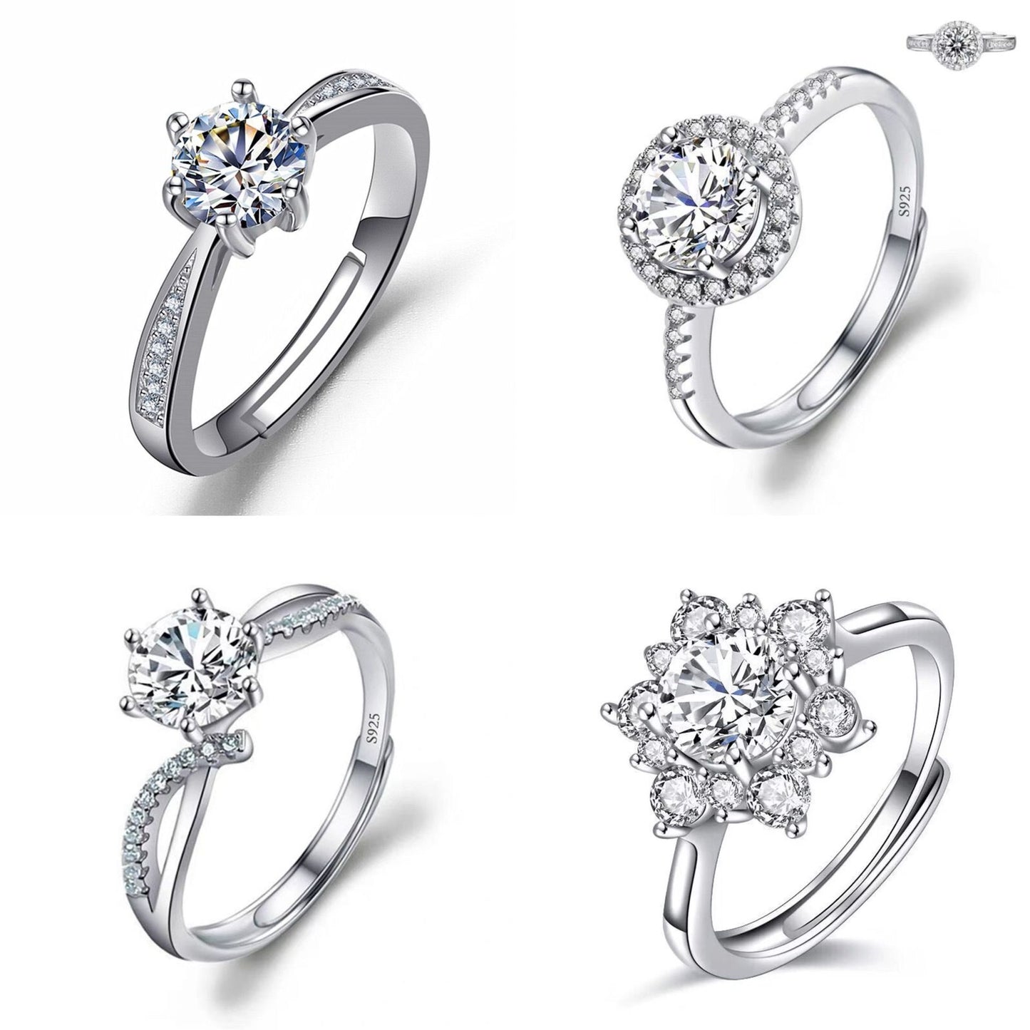 Women's Karat Zircon Gold-plated Diamond Hand Sterling Ring