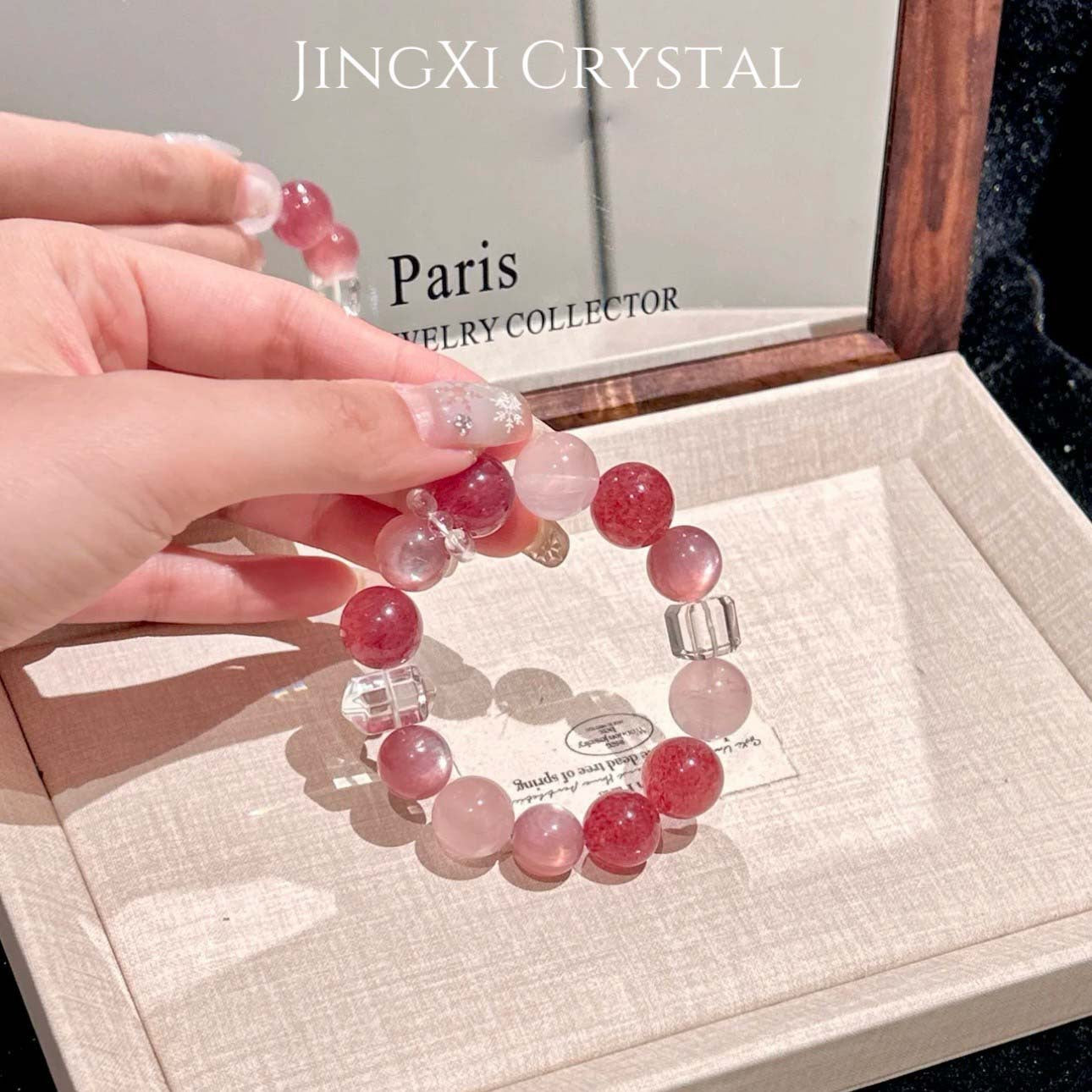 Natural Strawberry Female Horse Pink Crystal Gift Girlfriend Bracelet