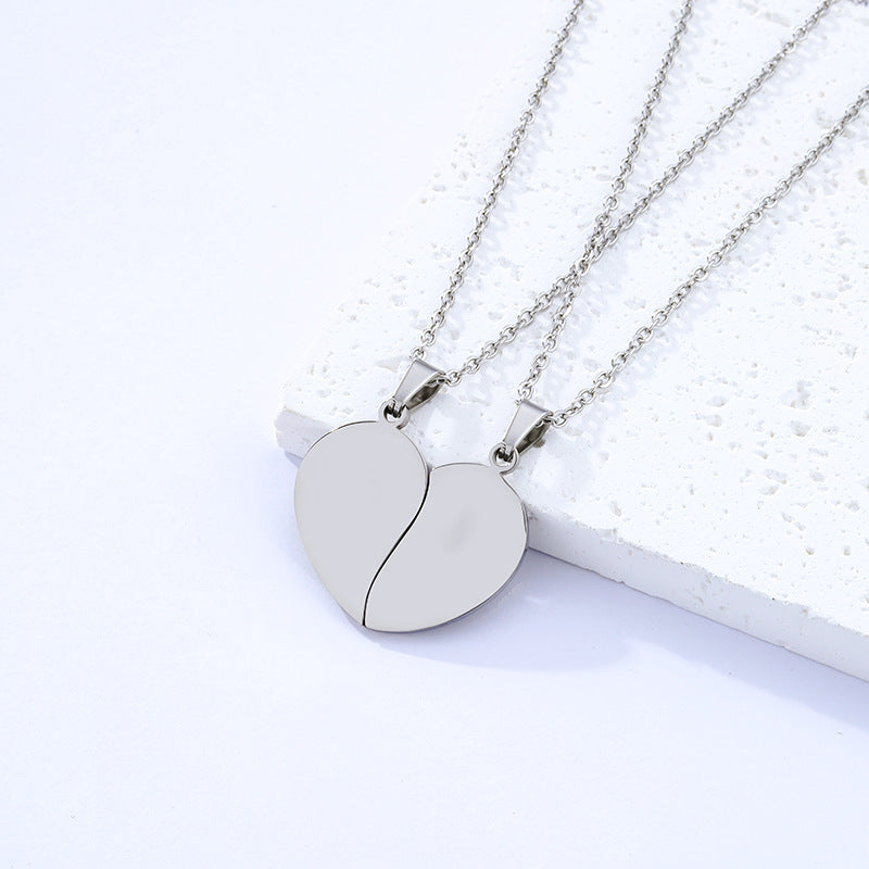 Half Heart Blank No Word Material Necklaces