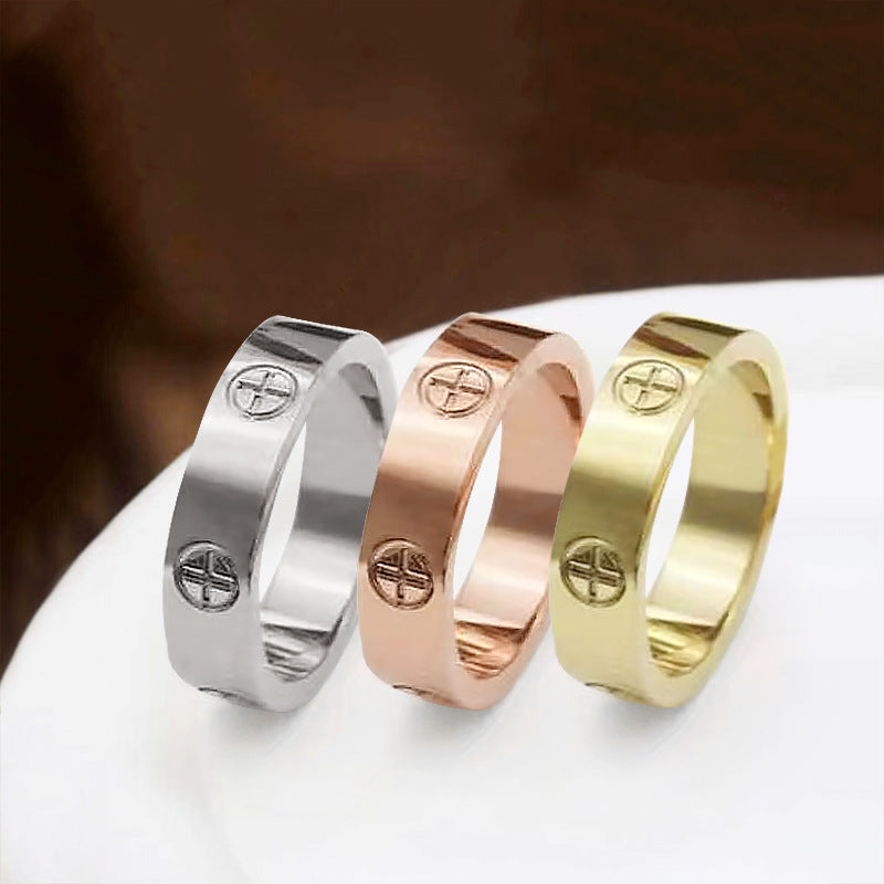 Trendy Style Glossy Cross Carved Source Rings