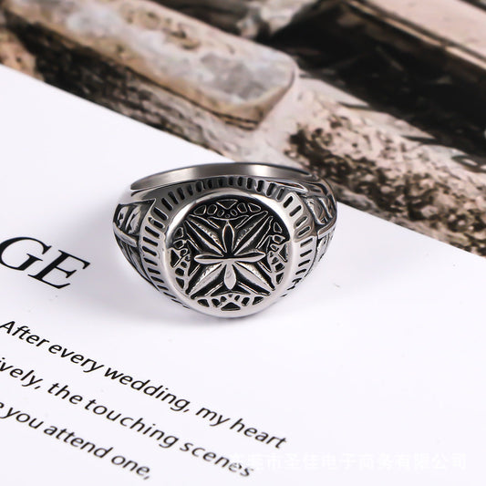 Women's & Men's Titanium Steel Fashion Rice Character Design Rings
